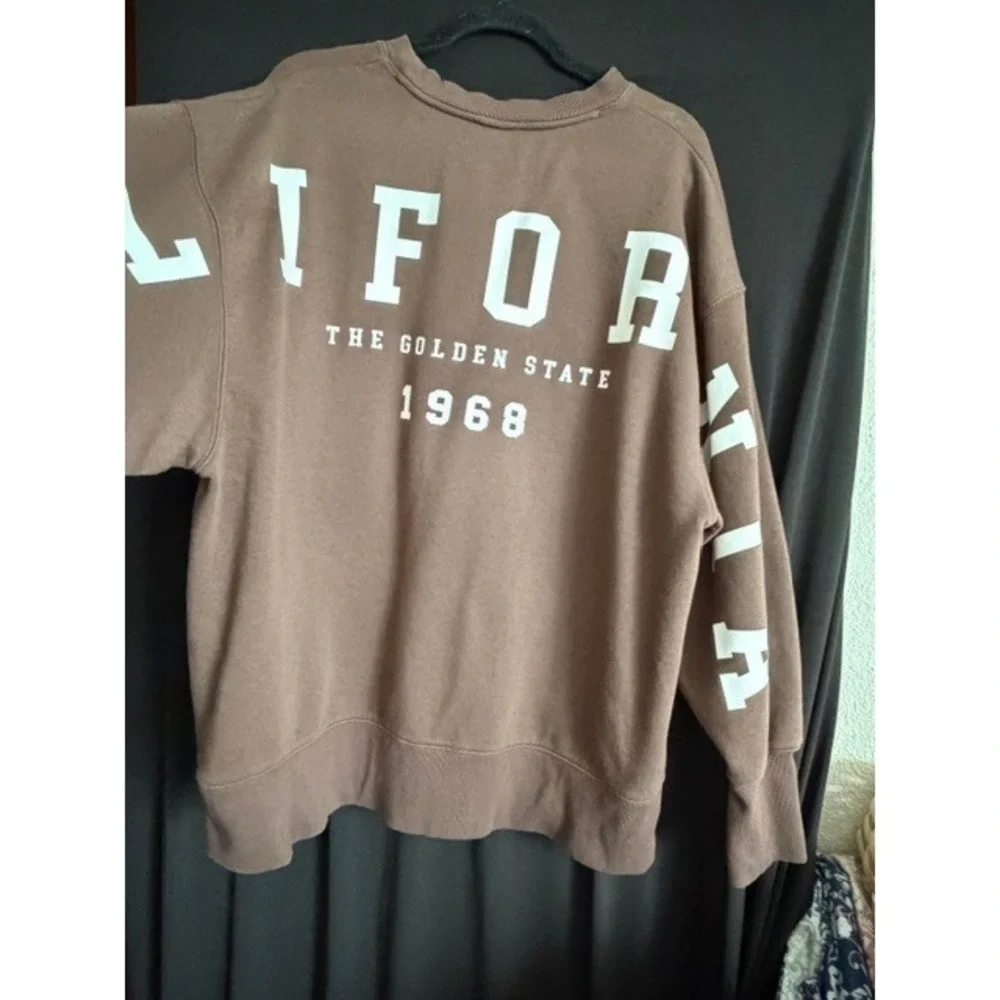 Wild Fable California Golden State‎ Oversized Sweatshirt Brown XL Thumbholes - Picture 6 of 8